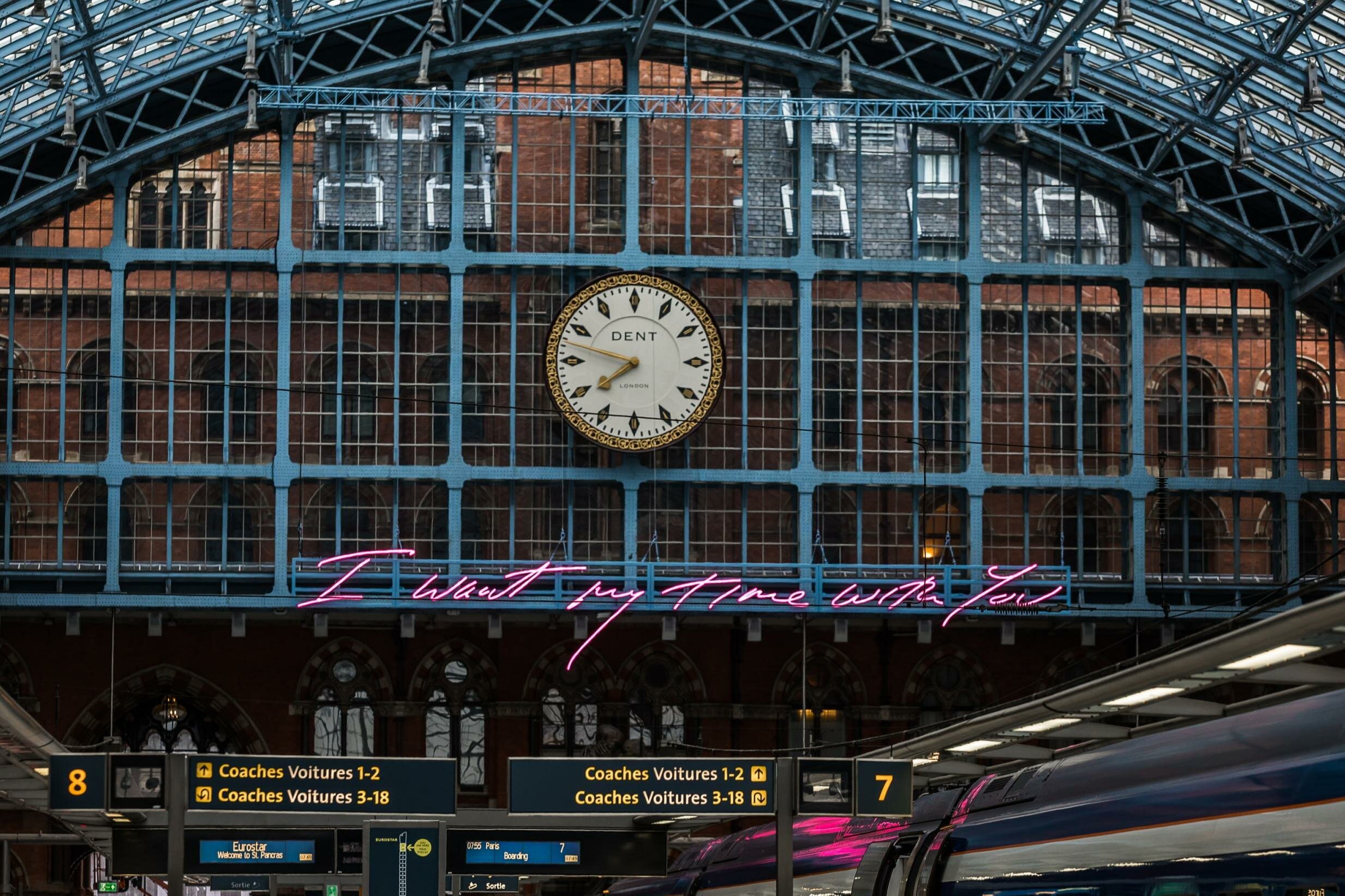 tracey emin I want my time with you neon sign saint pancras international london